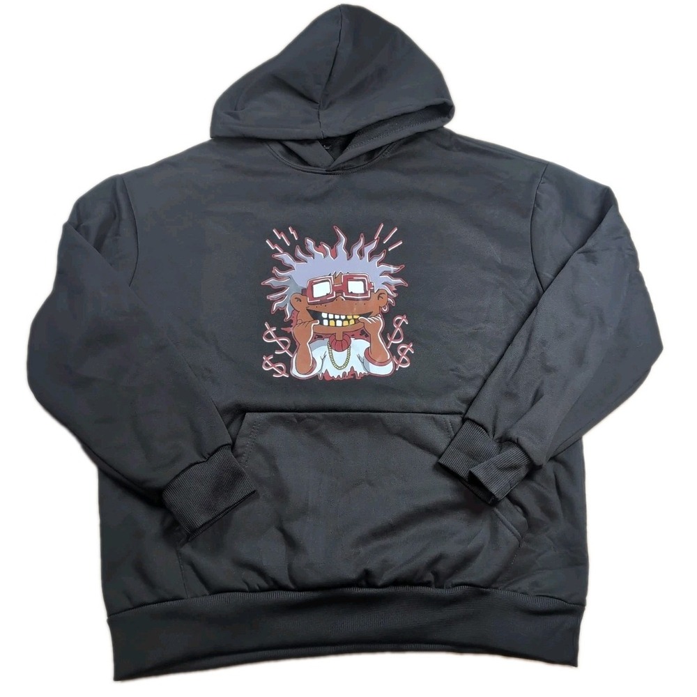 Chuckie Finster Rugrats W/ Gold Grillz Dollar Signs Hoodie Mens Large Polyester